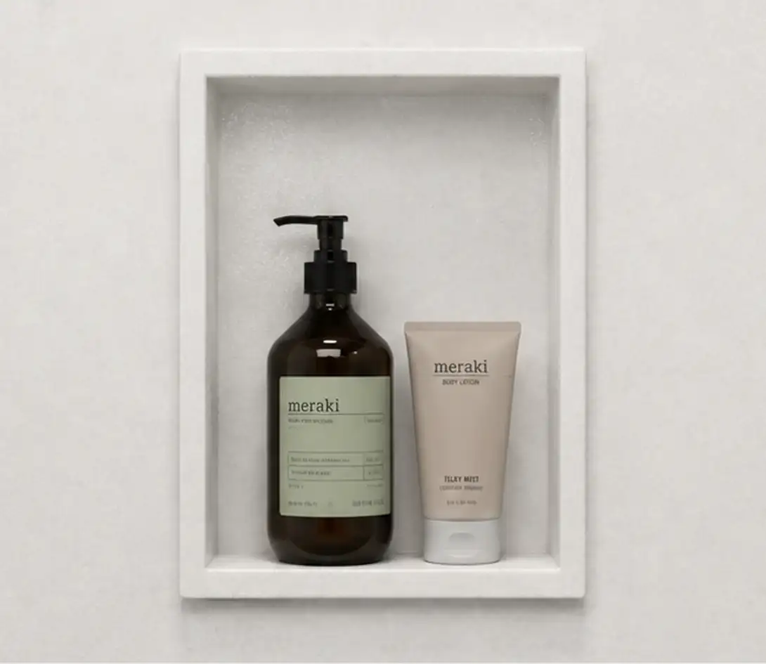 Recessed Liberty shampoo caddie niche in a shower wall